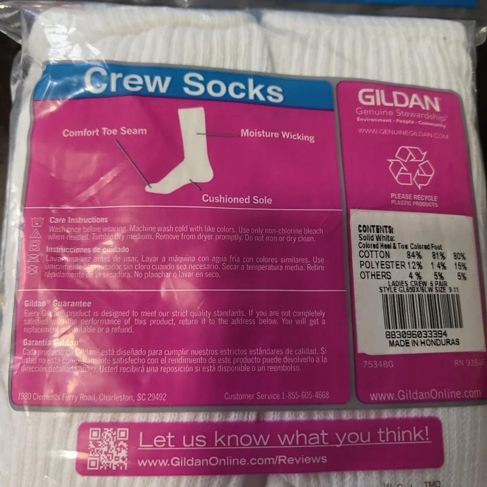 NEW Vintage Womens White Crew Socks 6 Pairs Comfort Toe Seam  Size 4-10